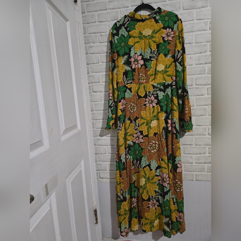EUC Farm Rio Long Sleeve Maxi Dress Black Garden Floral Size XL - Picture 8 of 14